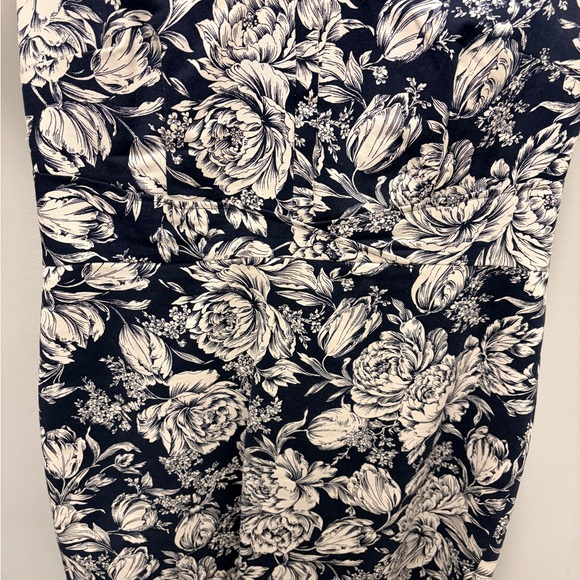 Ann Taylor Navy and Cream Floral Midi Dress - Picture 3 of 6